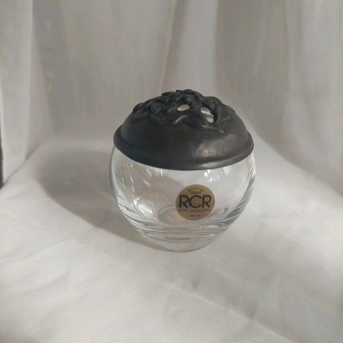 Vintage RCR Crystal Fondant Dish with Metal Carved Lid like new
