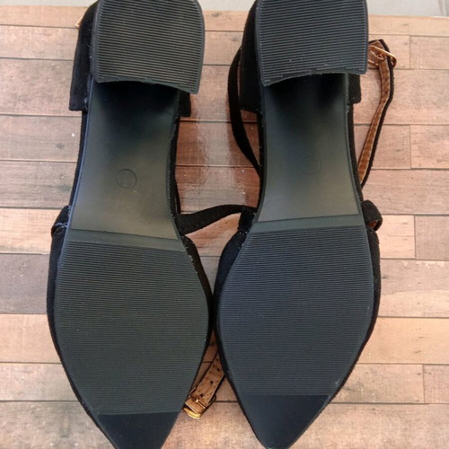 Suede heels with laces like new, size 36-36.5, black