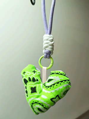 Handmade keychain with 2 sides in different colors, new, bandana