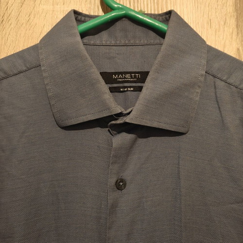 Manetti Cotton Shirt Slim Fit Medium Used, Gray