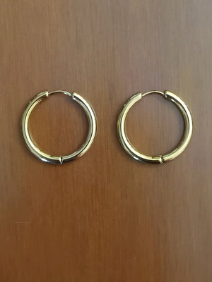 Steel gold hoop earrings new, medium size