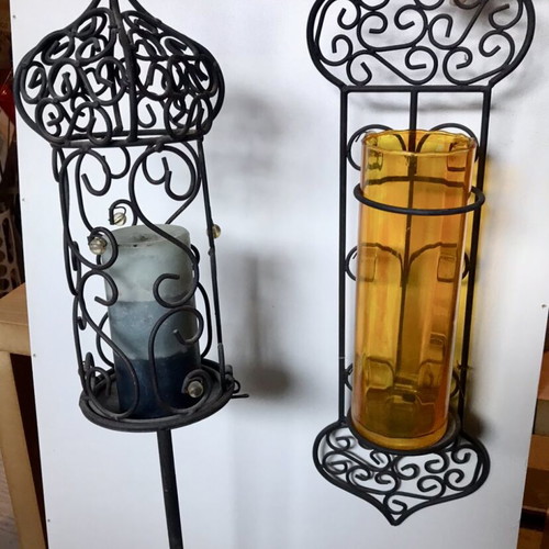 Metal lanterns set with glass for large candles like new