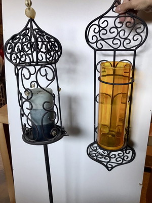 Metal lanterns set with glass for large candles like new