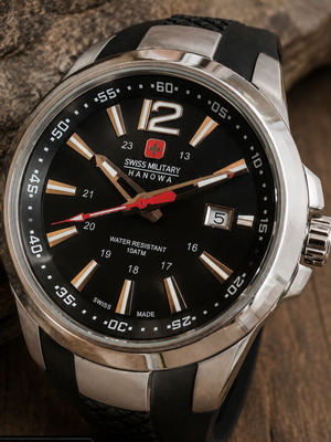 Swiss Military Hanowa men's wristwatch, black and silver