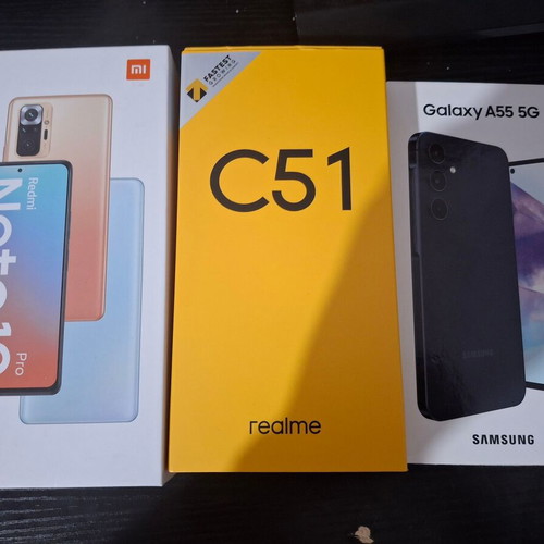 Redmi Note 10 Pro, Samsung Galaxy A55 5G, Realme C51 original phone boxes