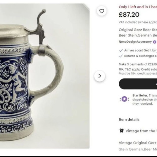 Gerz vintage beer glass new with pewter lid