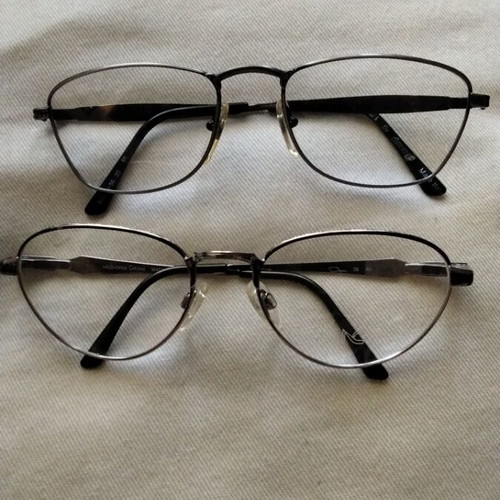 Vintage metal eyeglass frames like new, silver, men's and women's set
