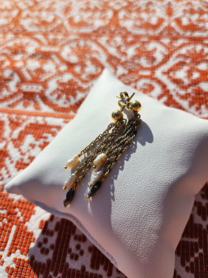 14K gold earrings with pearls used, 4.1g