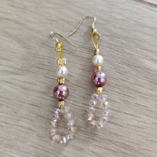 Jewelry set with pink crystal beads like new