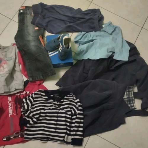 Baby clothes 2 years used, 9 pieces with adidas shoes size 23