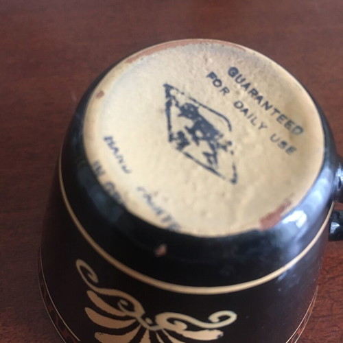 Souvenir coffee cup Ancient Greece used, hand-painted terracotta