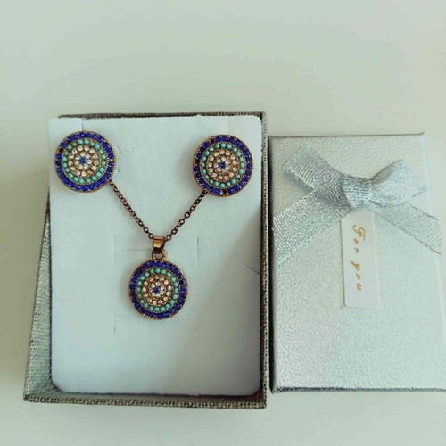 Jewelry set Apefton new, blue and gold plated