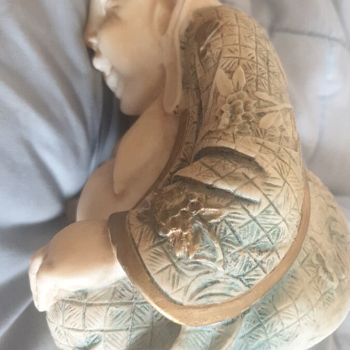 Laughing Buddha Budai hand made alabaster statue like new