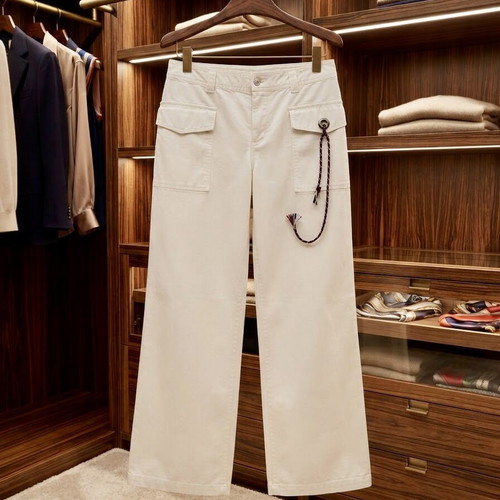 Missoni Utility Wide-Leg Trousers Pants, size M EU 38, cream