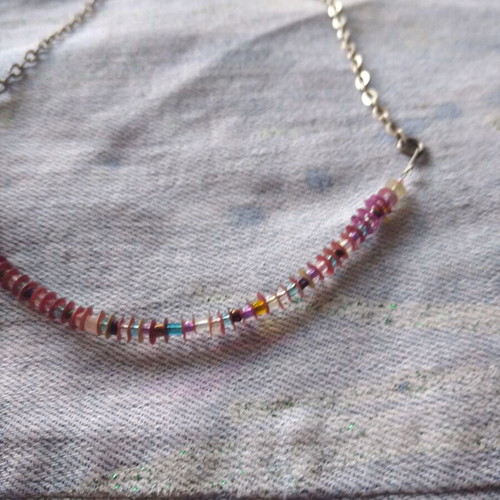Necklace with beads and sequins on chain like new with adjustable clasp