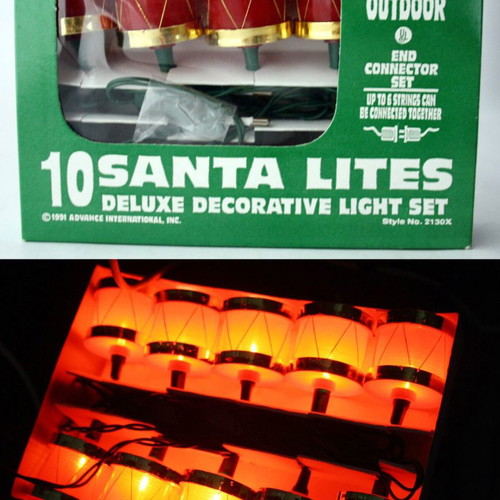 Christmas drums with lights, pack of 10, decade 1991