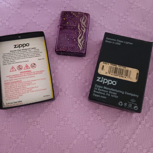 Zippo lighter purple tribal used with color wear