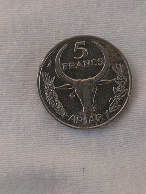 Madagascar 1968 5 Francs coin like new