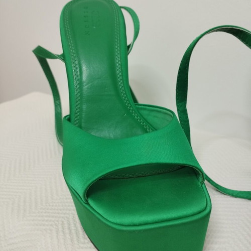 Asos satin platform sandals size 37 like new, green