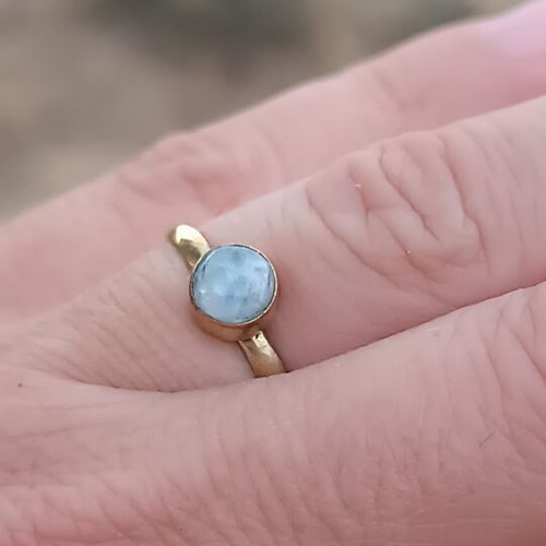 Brass ring with moonstone minimal vintage adjustable size