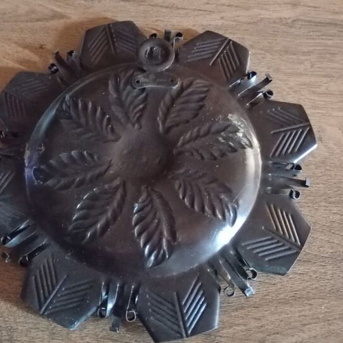 Traditional Bulgarian decorative copper plate like new with patina and relief ornaments