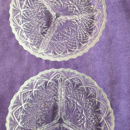Crystal 3-Section Plates like new, set of 2 pieces