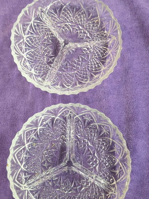 Crystal 3-Section Plates like new, set of 2 pieces