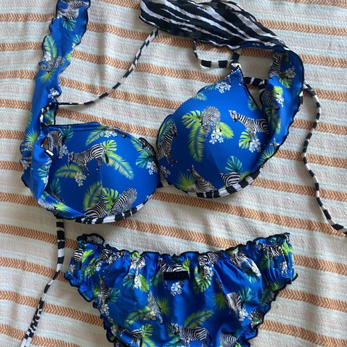 Calzedonia beach swimsuit Medium 75C like new, grey and blue