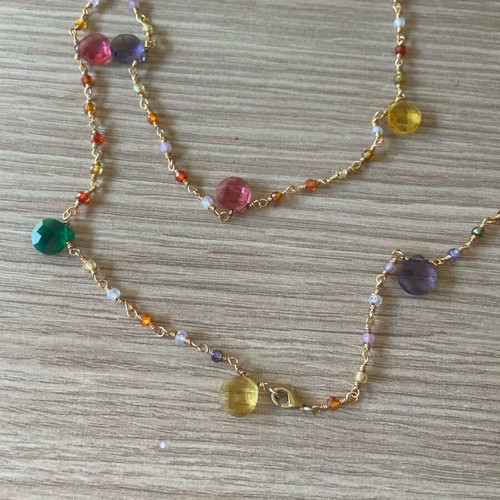 Jewelry set with colorful stones stainless steel gold plated like new