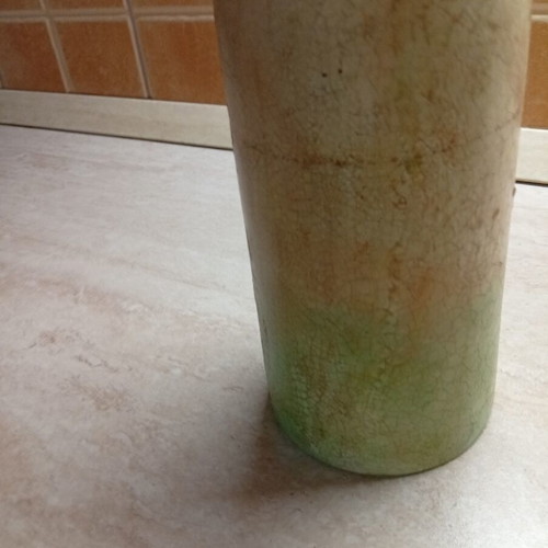 Handmade ceramic vase vintage with decoupage rose