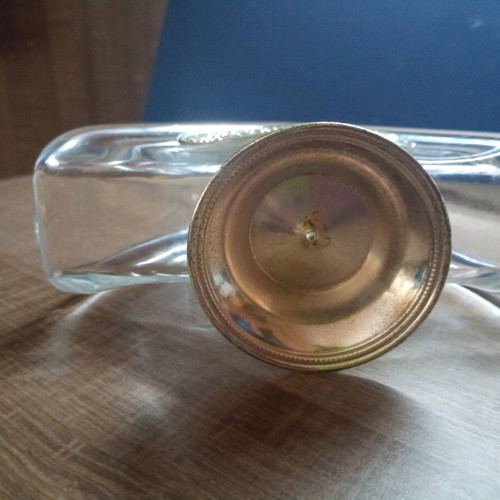 Vintage napkin holder like new, crystal with silver details