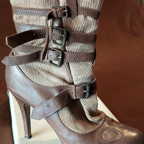 Vintage ankle boots size 40, beige and brown