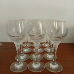 Vintage set of 48 stemmed glasses with swirl engraving for 12 people