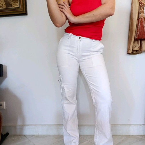 Sisan Vintage Y2K White Cargo Pants Size S Like New