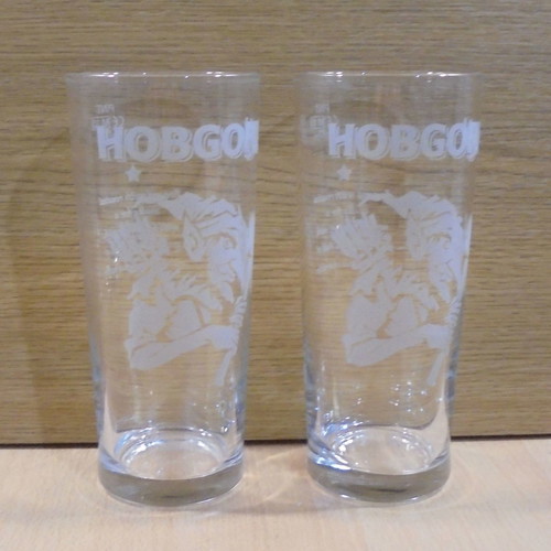 Hobgoblin beer set of two used promotional glasses 0.5l