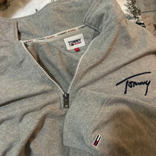 Tommy Jeans ανδρική γκρι vintage μπλούζα quarter zip σαν καινούργια, μέγεθος XL
