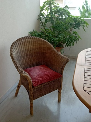 Bamboo armchairs used, set of 2 with cushions