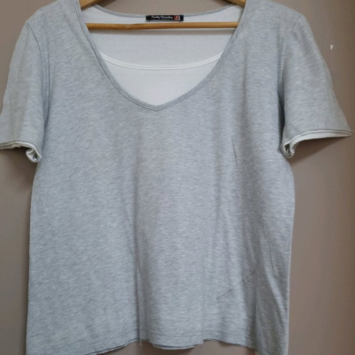 Betty Barclay short-sleeve top like new, grey with white, size UK16