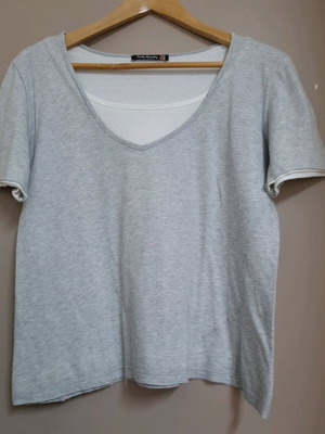 Betty Barclay short-sleeve top like new, grey with white, size UK16