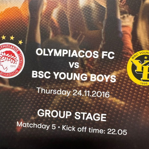Olympiacos Young Boys Europa League 2016 match programme used