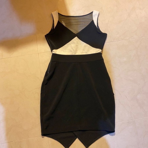 Guess dress black with transparency, midi, size S, like new