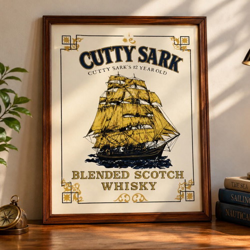 Cutty Sark mirror used with minor scratches and haze, approx. 30x40 cm