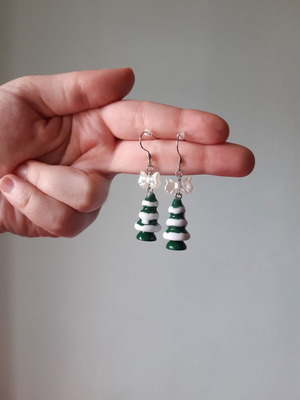 Handmade Snowy Tree Earrings new, multicolored, silver
