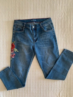 Miss Good blue jeans L/XL with embroidery