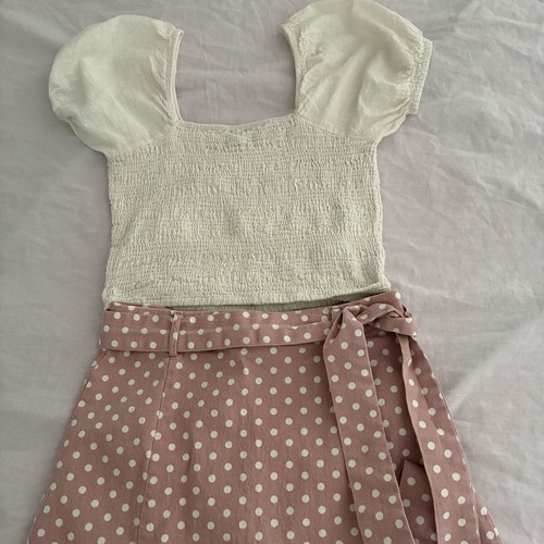 Compania Fantastica cotton top like new, beige, puff sleeves