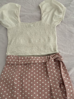 Compania Fantastica cotton top like new, beige, puff sleeves