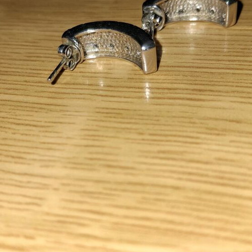 Silver 925 earrings with white zircon like new