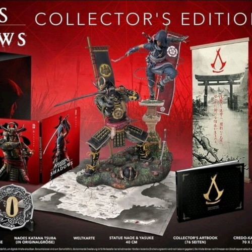 Assassins Creed Shadows Collectors Edition Naoe & Yasuke Figurine Steelbook Xbox