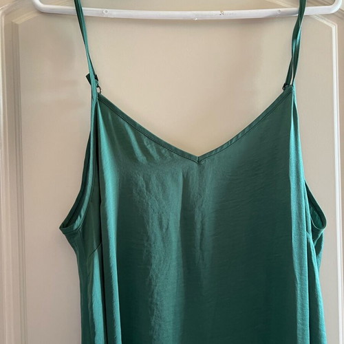 Moutaki satin dress emerald blue like new size XL