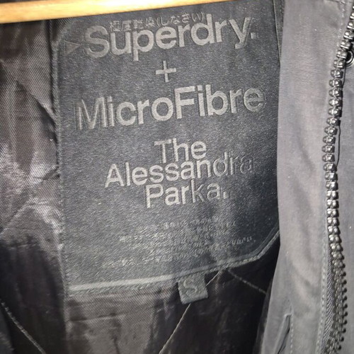 Superdry parka jacket used, grey pencil, small